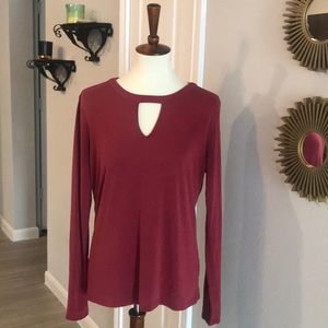 Cato Long Sleeved Solid Red Top